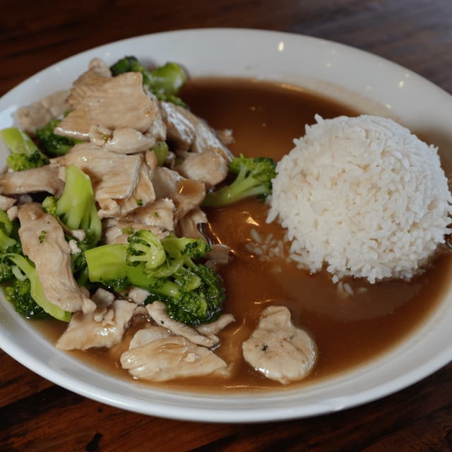 Sautéed Chicken Broccoli with Rice.